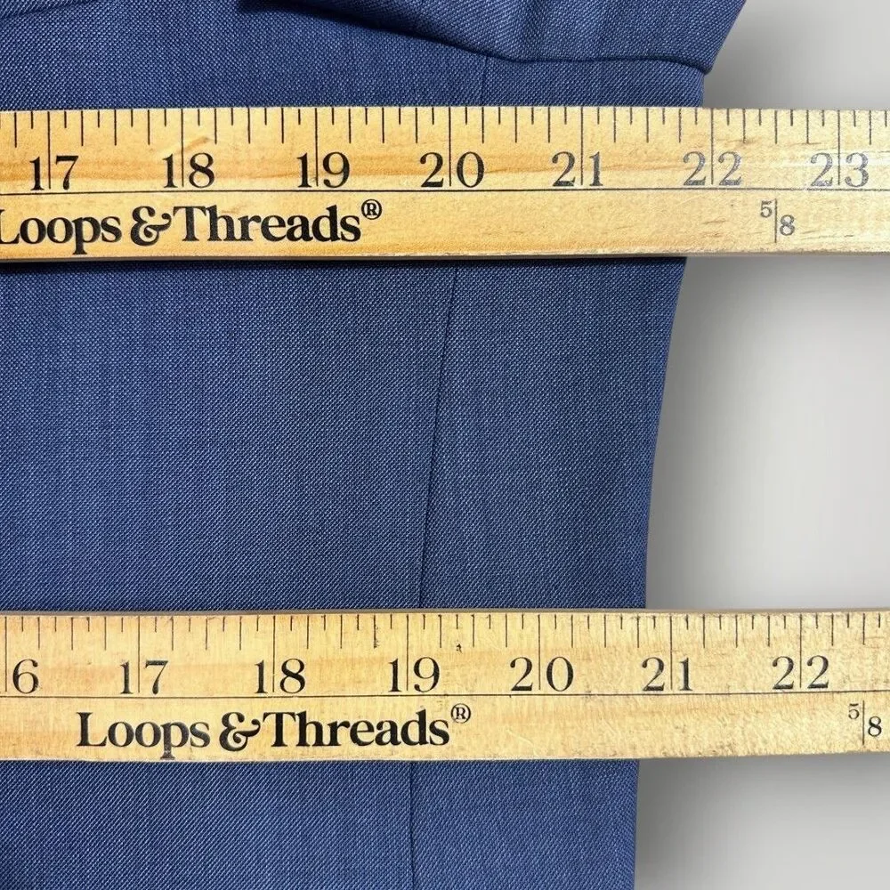 RENOIR Mens Blazer 42R Sport Coat Two Button Jacket Stretch Wool Blue Slim fit